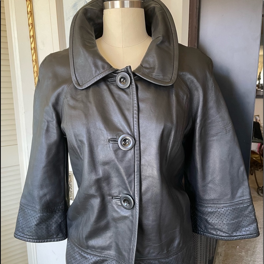 Tesori black leather jacket